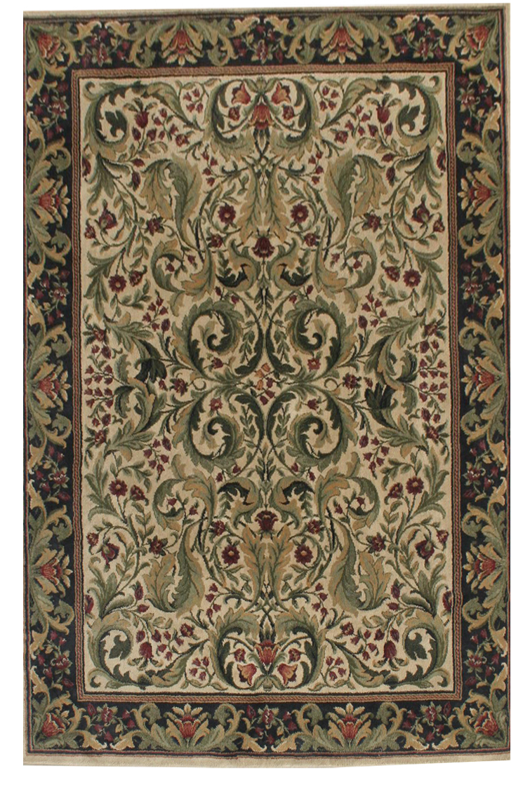 Green Oriental Rug with Fruit - Display Group