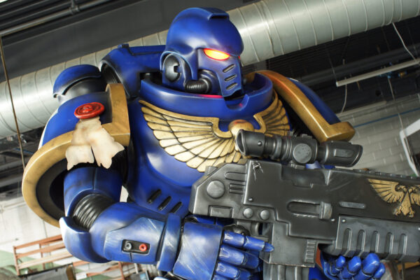 Custom-built Space Marine prop at GAMA Expo 2023 created by Display Group