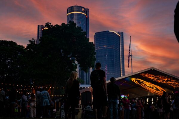 2022 Movement Music Festival, downtown Detroit skyline