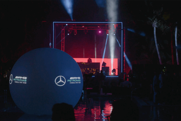 Custom Fabrication installation and AV for “A Legendary Affair,”‘ celebrating Mercedes’ AMG Petronas F1 Racing Team.
