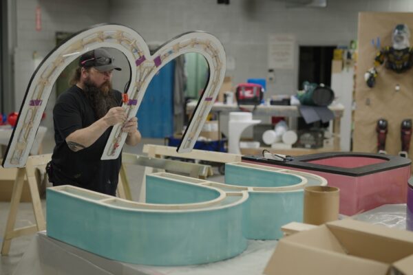 Mo Pop Festival custom 3D fabrication, letter m.