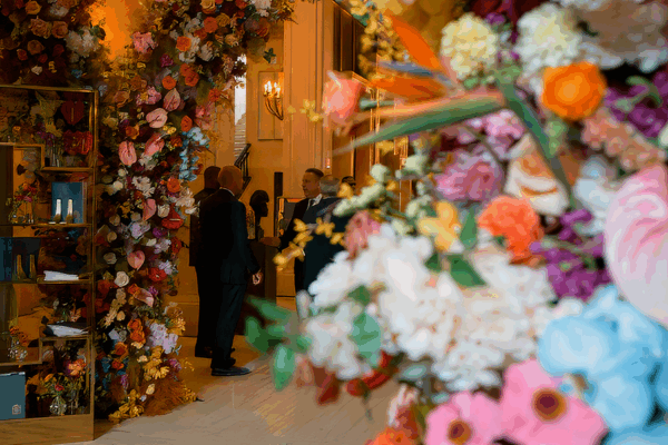 2023 Book Tower Celebration: decor and colorful floral arrangements.