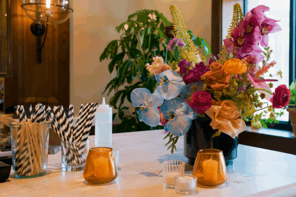 Table and centerpiece design for the Book Tower Celebration