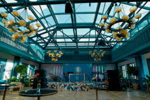 2023 Book Tower Celebration reception area design, staging, and decor