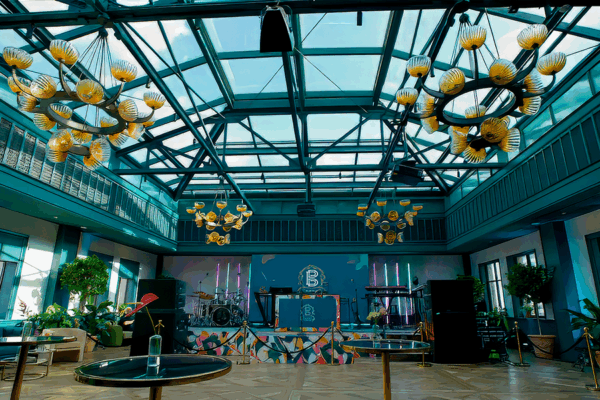 2023 Book Tower Celebration reception area design, staging, and decor