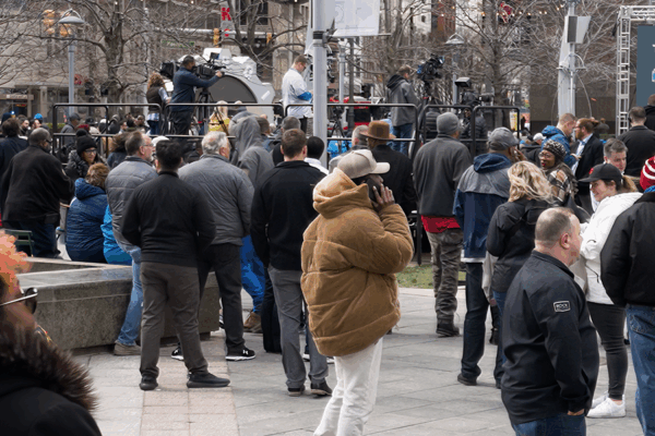 Crowd at near the 2024 NFL Draft Countdown Clock