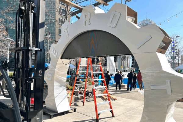 Installation of 2024 NFL Draft Countdown Clock