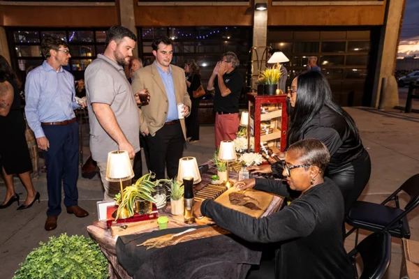Outdoor cigar rolling station