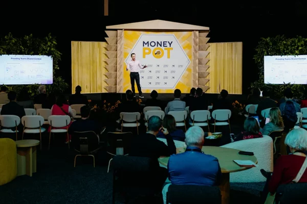 Speaker presenting on Money Pot stage at Money 20/20