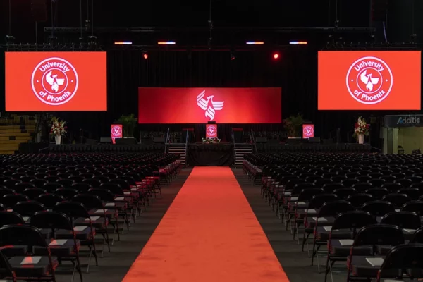 Empty arena with video walls