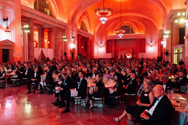 Full audience seated at Automotive Hall of Fame gala at Michigan Central