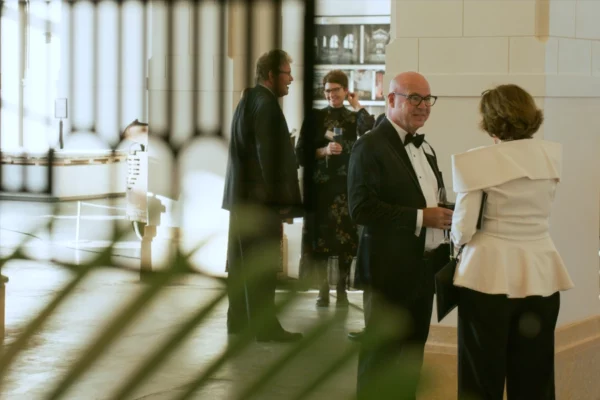 Guests networking during Automotive Hall of Fame pre-reception at Michigan Central