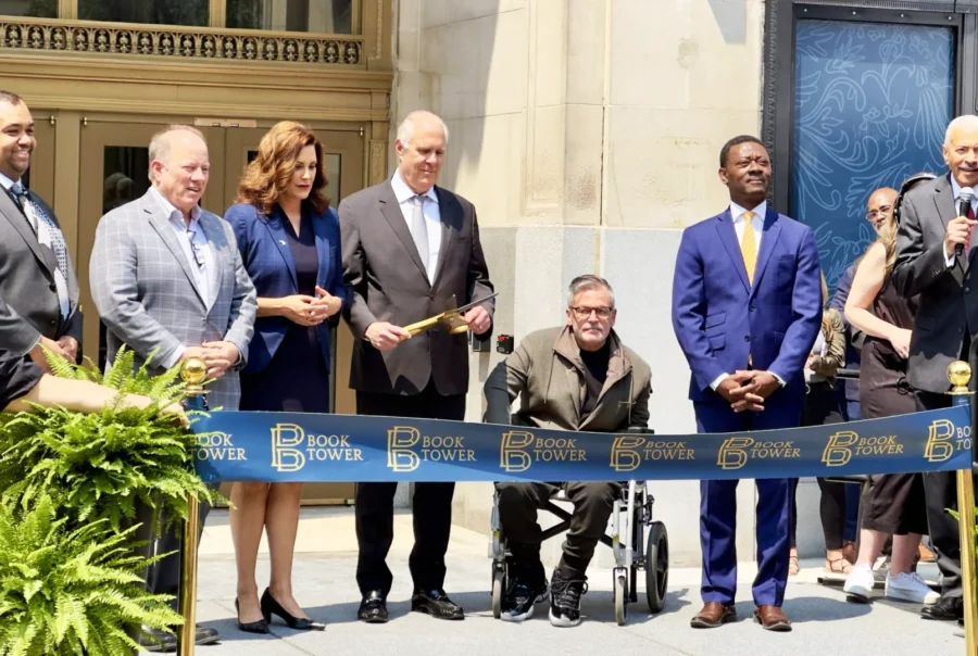 Keynote speakers at the Ribbon cutting event for the Book Tower grand re Opening Ceremony on June 8, 2023, Detroit, MI.